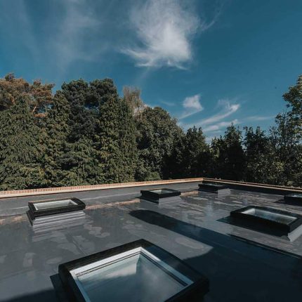 Corporate skylight integration on a commercial flat roof project in Fulham, meticulously constructed by our flat roofer london experts to guarantee long-term B2B asset protection.