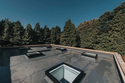 Luxury flat roof terrace conversion featuring structural weatherproofing and aesthetic detailing in Fulham.