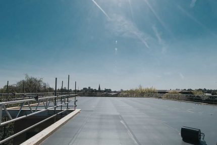 Sleek and seamless Sika Sarnafil flat roof providing watertight weather resistance for a prominent Maidenhead building.