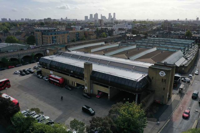 Sika Sarnafil flat roofing company London for large commercial property flat roofing project, London Transport bus depot Sika Sarnafil