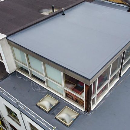 Corporate skylight and single-ply membrane structural enhancement in Chiswick, installed by our premium london roofing professionals to maximise thermal efficiency and low-maintenance longevity.