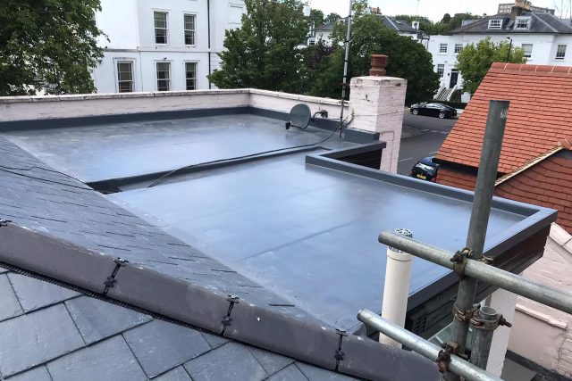 Newly installed Sika Sarnafil single-ply flat roof system on a property in Chiswick, West London.