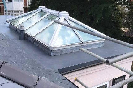 High-performance flat roof and roof lantern installation completed by professional West London contractors.