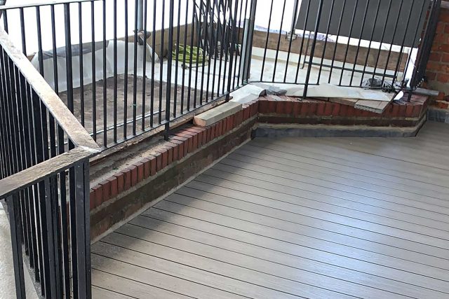 Luxurious roof garden terrace transformation underway on a property in West Hampstead, London.