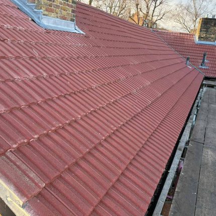 Heritage pitched slate roof restoration and chimney leadwork completed by our Highgate roofers.