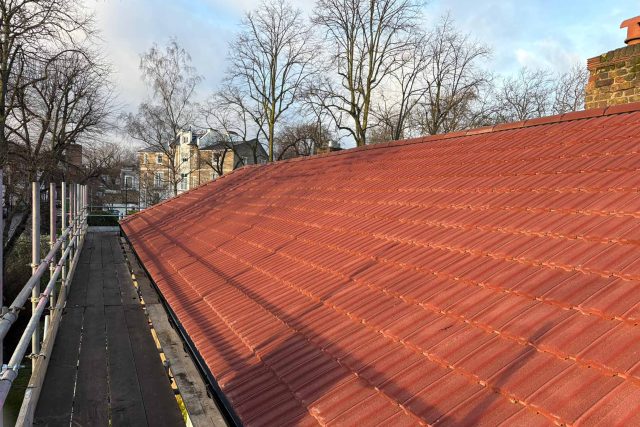 Complete pitched roof replacement and structural upgrade underway in Highgate, North London.