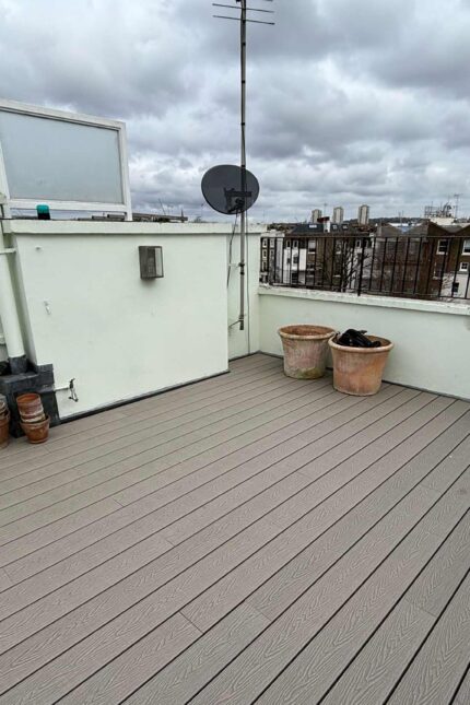 A completed flat roof installation demonstrating clean edges and waterproof sealing.
