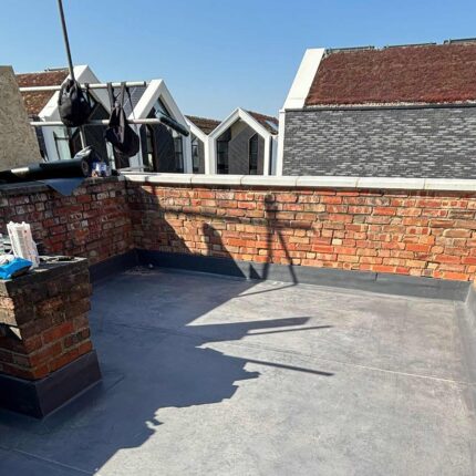 Sleek, slip-resistant composite decking installed on a Central London roof terrace.