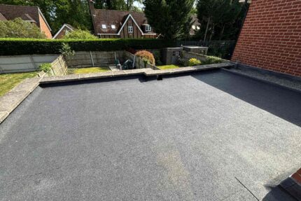 Completed cost-effective mineral felt flat roof with a clean, modern finish.